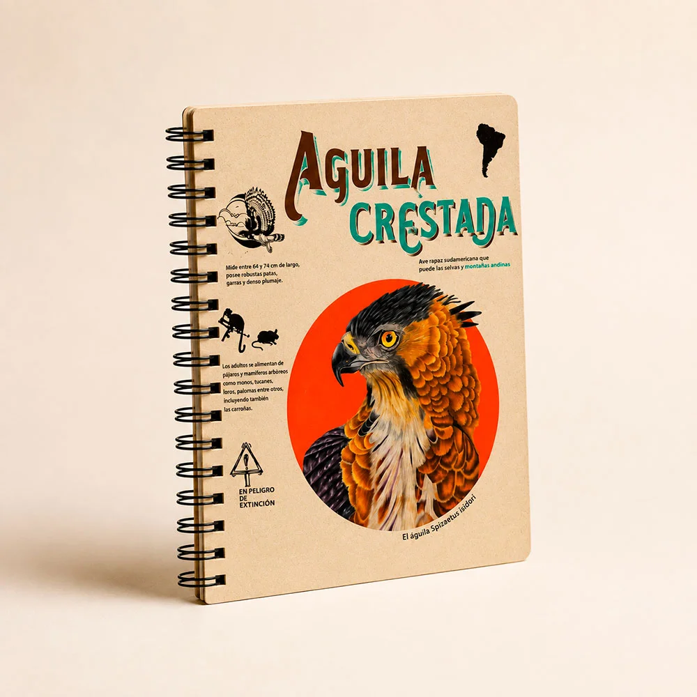 Cuaderno argollado personalizado con portada ilustrada del Águila Crestada